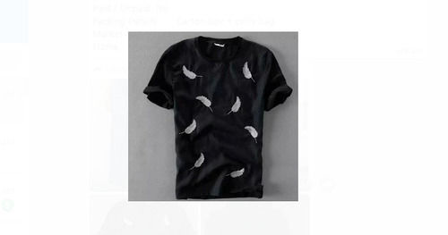 Easily Washable Black Regular Fitting Stylish And Modern Design Plain Cotton T-Shirt 