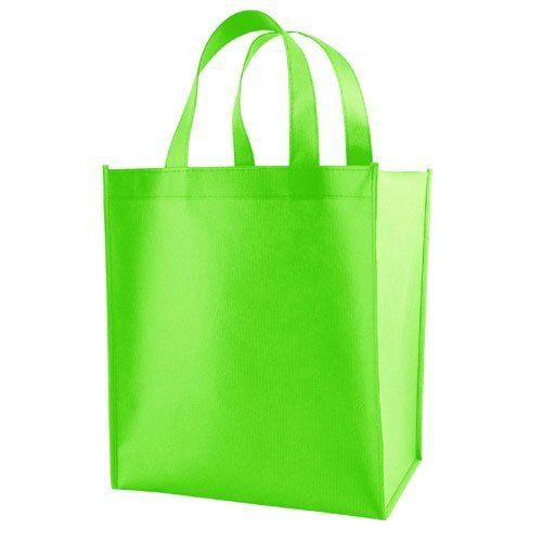 Easy To Carry Plain Green Non Woven Cotton Fabric U Cut Bags