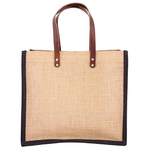 Multicolor Eco Friendly Multipurpose Reusable Jute Bags With Leather Handle 