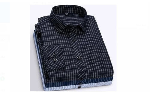 Mens Casual Wear Full Sleeves Cotton Checked Readymade Shirt