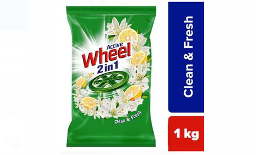 High Quality Pack Of 1 Kilogram Lemon White Wheel 2 In 1 Active Detergent Powder 