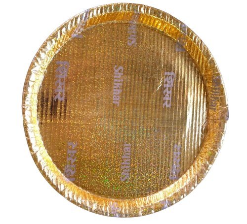 पेपर-आधारित डिस्पोजेबल और वजन में हल्का गोल गोल्डन 13 इंच बुफे पेपर प्लेट