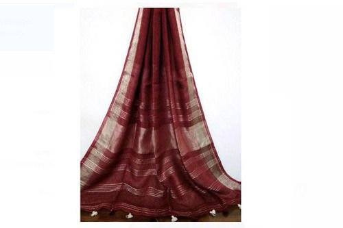 Party Wear Comfortable And Washable Maroon And Golden Printed Cotton Material Designer Saree