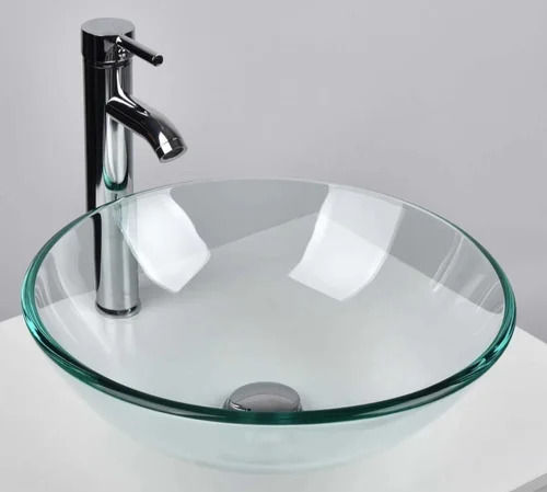 Asian Aura Resistant To Scratch Transparent Glass Round Wash Basin For Bathroom