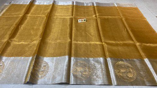 Programmable Logic Controller Beautiful Breathable Festival Wear In Yellow Golden With Silver Art Silk Saree With Blouse