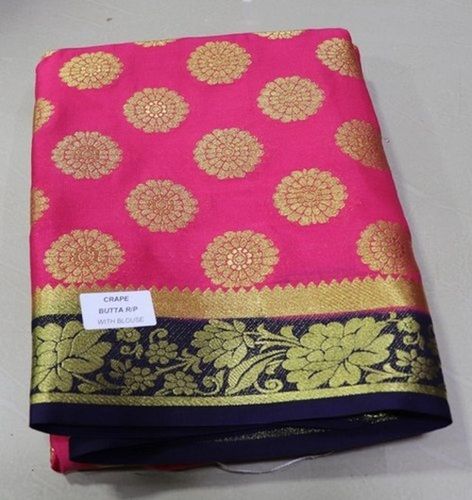 Oil Beautiful Stylish Breathable Designer Wear Modern And Trendy Casual Wear Pink Mysore Silk Saree