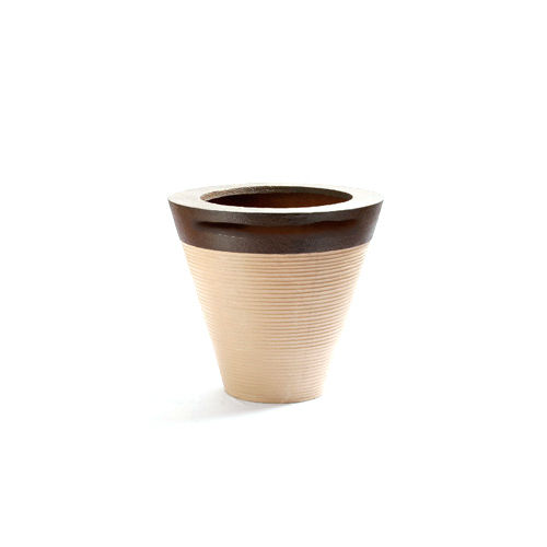 Brown Round Fiberglass Tapered Flower Pot, For Garden,Decorative