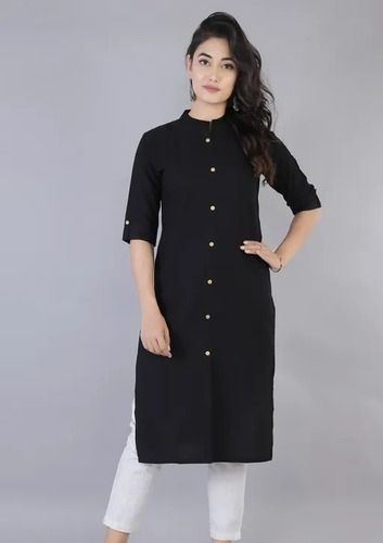 Blue Designer And Fancy Light Weight Breathable Half Sleeves Ladies Cotton Kurtis