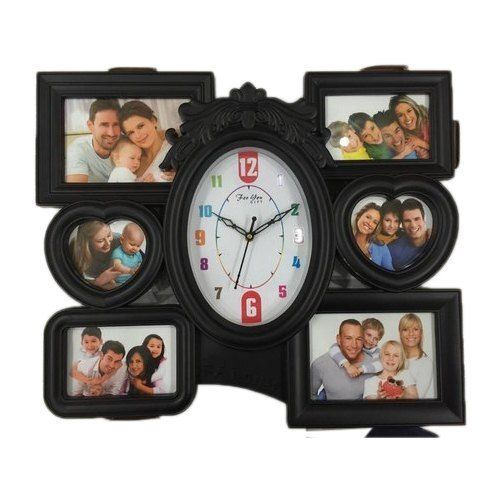 Easy To Clean Crack Resistance Wall Mounted Plastic Oval Six Photo Frame Clock