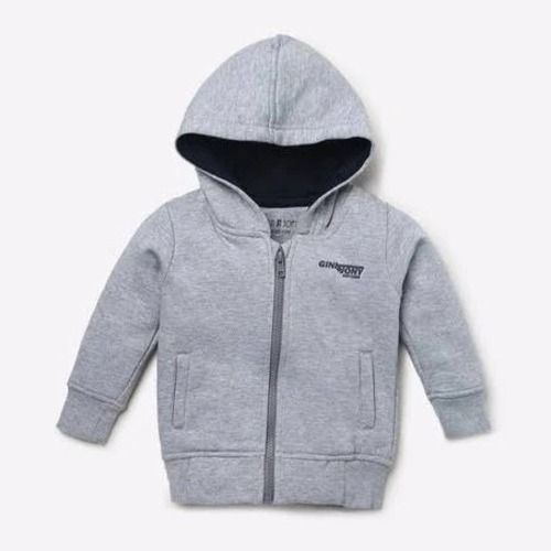 Full Sleeve Washable And Comfortable Plain Grey Kids Sweatshirt