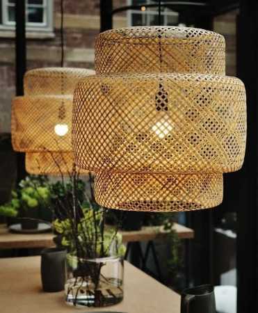 Machine Made Handicraft Natural Round Shape Bamboo Hanging Lamp Shade For Indoor Use