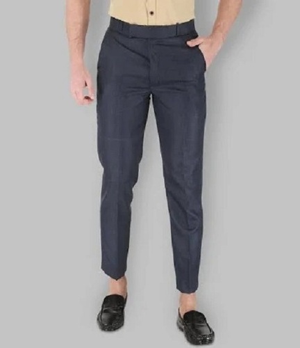 Washable And Comfortable Casual Wear Plain Blue Men'S Formal Trouser 