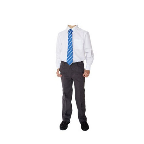 Boy's Cotton Full Sleeves Shirt And Pant School Uniform Set, Multiple Sizes