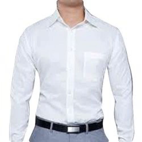 Breathable Plain Full Sleeve White Cotton Shirts For Men