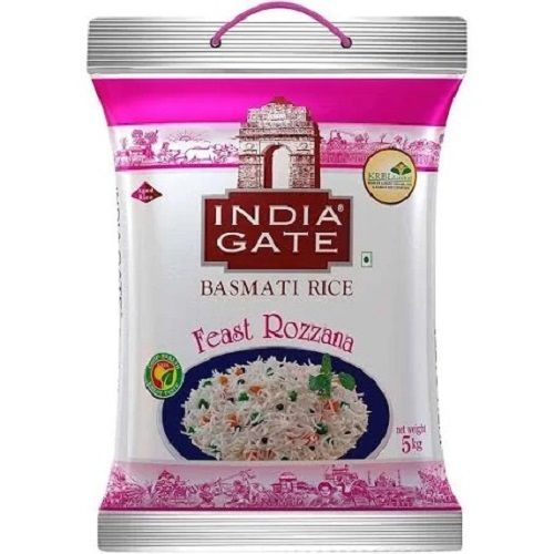 Pack Of 5 Kilogram Long Grain Dried White Feast Rozzana India Gate Basmati Rice 