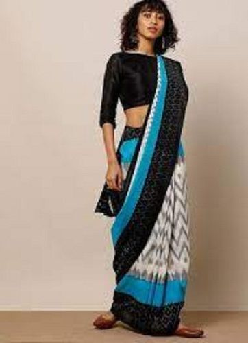 Patch Work Daily Wear Printed Pattern Cotton Material Saree