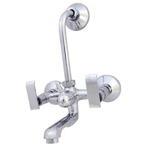 Satinless Steel Body Chrome Finish Sliver Double Handle Wall Mixer