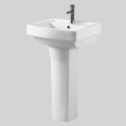 Ceramic Pedestal Wash Basin - 12mm Thickness, Plain Pattern | Dust Proof, Easy To Clean, Scratch Resistant, Easy Installation, Glossy Finish