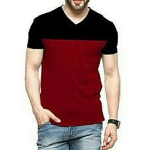 100% कॉटन रेड और ब्लैक शॉर्ट स्लीव्स पुरुषों की टी शर्ट जेंडर: पुरुष