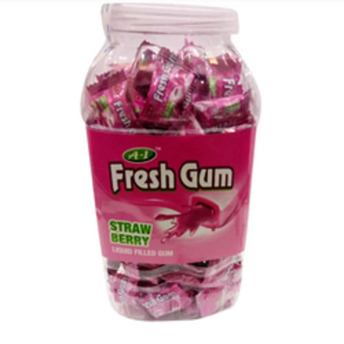 Food Grade Round Solid Fresh Strawberry Liquid Filled Chewing Gum