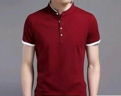 Maroon Shade Short Sleeves O Neck Causal Wear Men Cotton T Shirts
