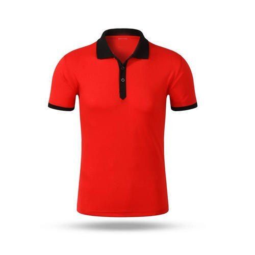 Red Men'S Stylish Pain Pure Cotton Material Short Sleeves T-Shirts