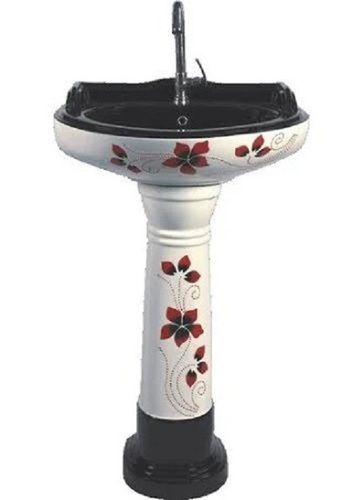 Oval Shape 550 X 400 Mm Size Ceramic Body Printed Pedestal Wash Basin