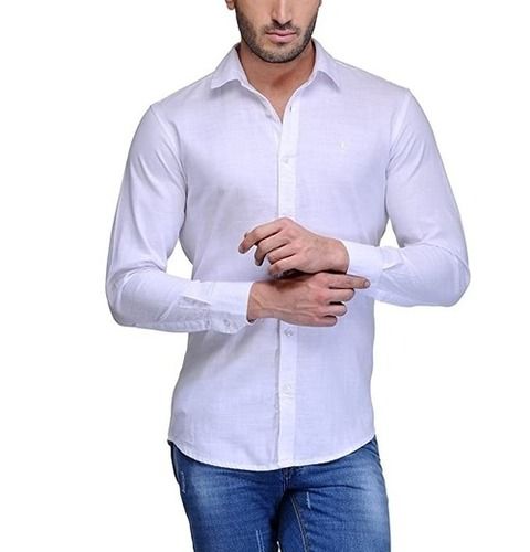 Casual Wear Comfortable And Washable Plain White Mens Cotton Shirt