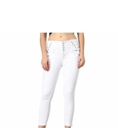 Casual Wear Comfortable And Washable Plain White Womens Denim Jeans