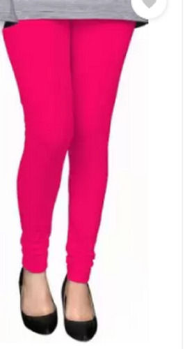 Causal Wear Ankle Length Plain Pink Pure Cotton Lycra Ladies Leggings