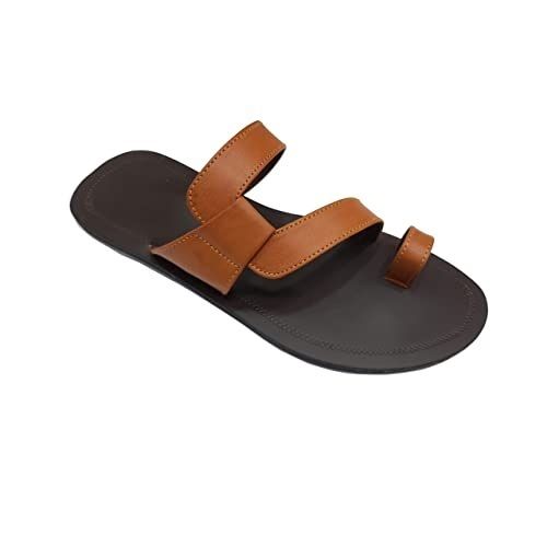 Men's Sandals Leather Sandals Plus Size Handmade Shoes Comfort Shoes Casual  Beach Daily Beach Cowhide Breathable Loafer dark brown Yellow brown Black  Summer 2024 - $48.99