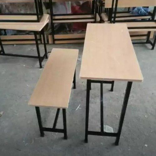 Iron,Wood Rectangular Separate Desk And Bench, For School,College