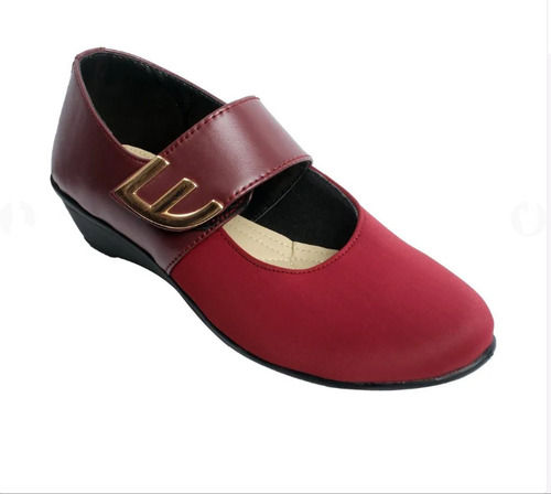 Maroon Designer Synthetic Material Low Heel Ladies Formal Shoes