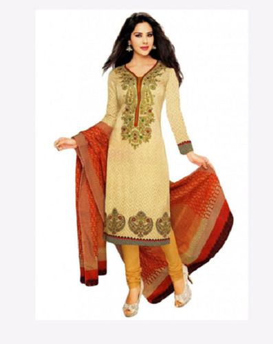 Multicolor Full Sleeves Printed Pattern Casual Wear Cotton Suit With Dupatta