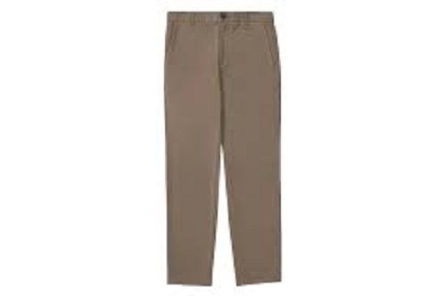 Brown Plain Woven Regular Fit Men Casual Trouser