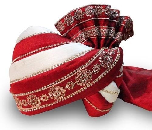 Red and White Indian Groom Turban