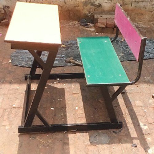 Steel And Wood School Bench, 2