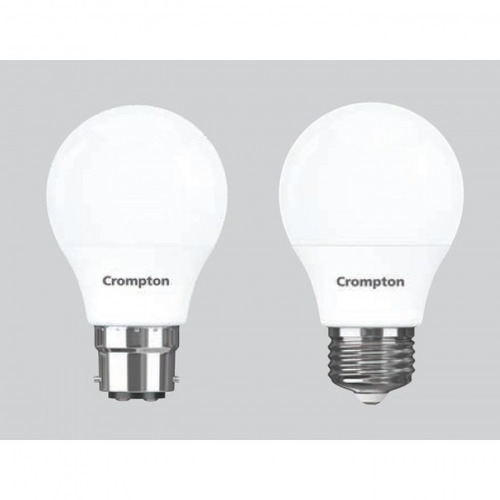 5 वॉट रेटेड पावर व्हाइट और सिल्वर क्रॉम्पटन राउंड लेड बल्ब