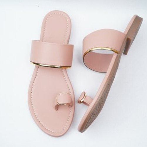 Ladies Plain Peach Slippers