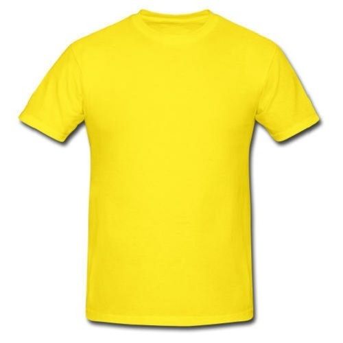 Plain Yellow Round Neck Half Sleeve Breathable Skin Friendly Wrinkle Free Cotton T-shirt For Men