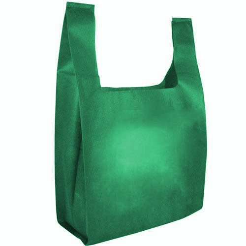 Recycled Eco Friendly Easy To Carry Non Woven Plain Green Carry Bag