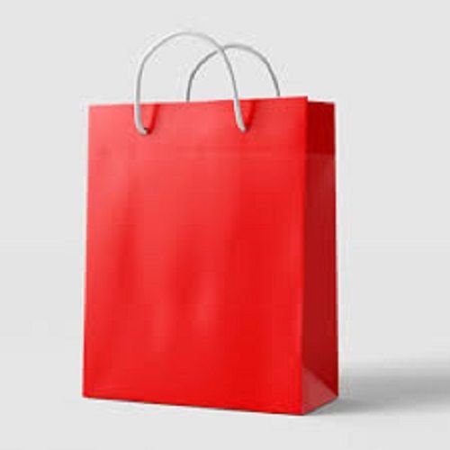 Red Color Plain Pattern Recyclable Paper Carry Bag 