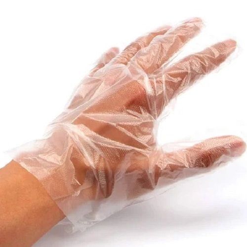 Red Transaprent Full Finger Mid Length Disposable Hand Gloves 