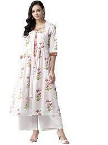 White Color Designer Ladies Frock Suit