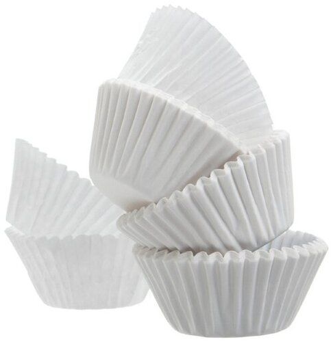 White Round Disposable Paper Cake Cups Size: Medium Size