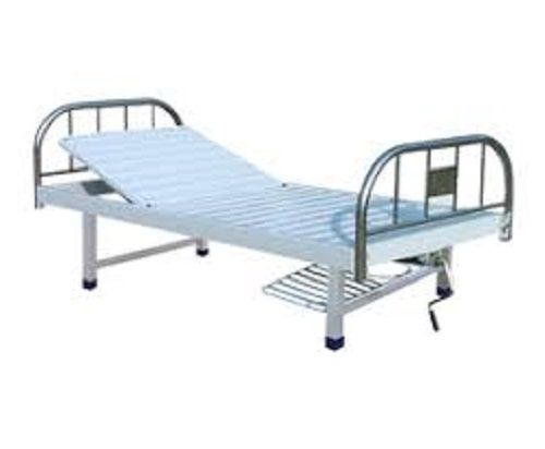 Handmade White Steel Semi Fowler Manually Operated Patient Bed With Dimension 183-244 Inches