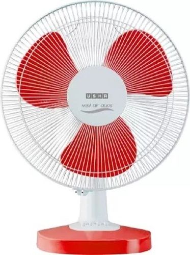 400 Rpm Speed 35 Watt Power 220 Volt Related Voltage Three Blade White And Red Usha Table Fan