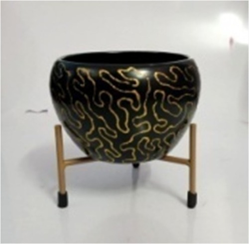 Decorative Apple Tabletop Meena Pot - Metal, 15cm Diameter, 15cm Height | Handmade Artisan Quality, Ideal for Home, Office & Restaurant Decor