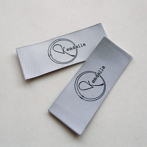 Grey and White Printed Cloth Label