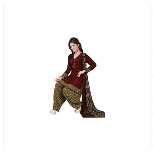 Blue Maroon And Brown Printed Full Sleeve Washable And Comfortable Ladies Cotton Suit